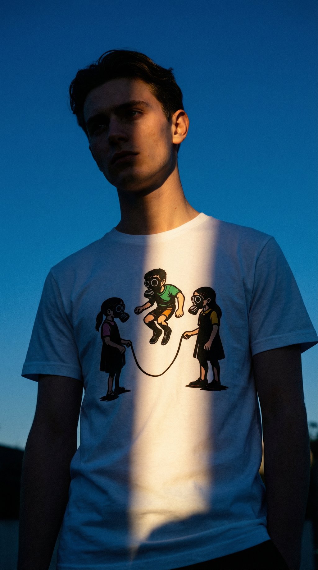 AI product shot of “Playground Zero” Unisex Heavy Crewneck T-Shirt