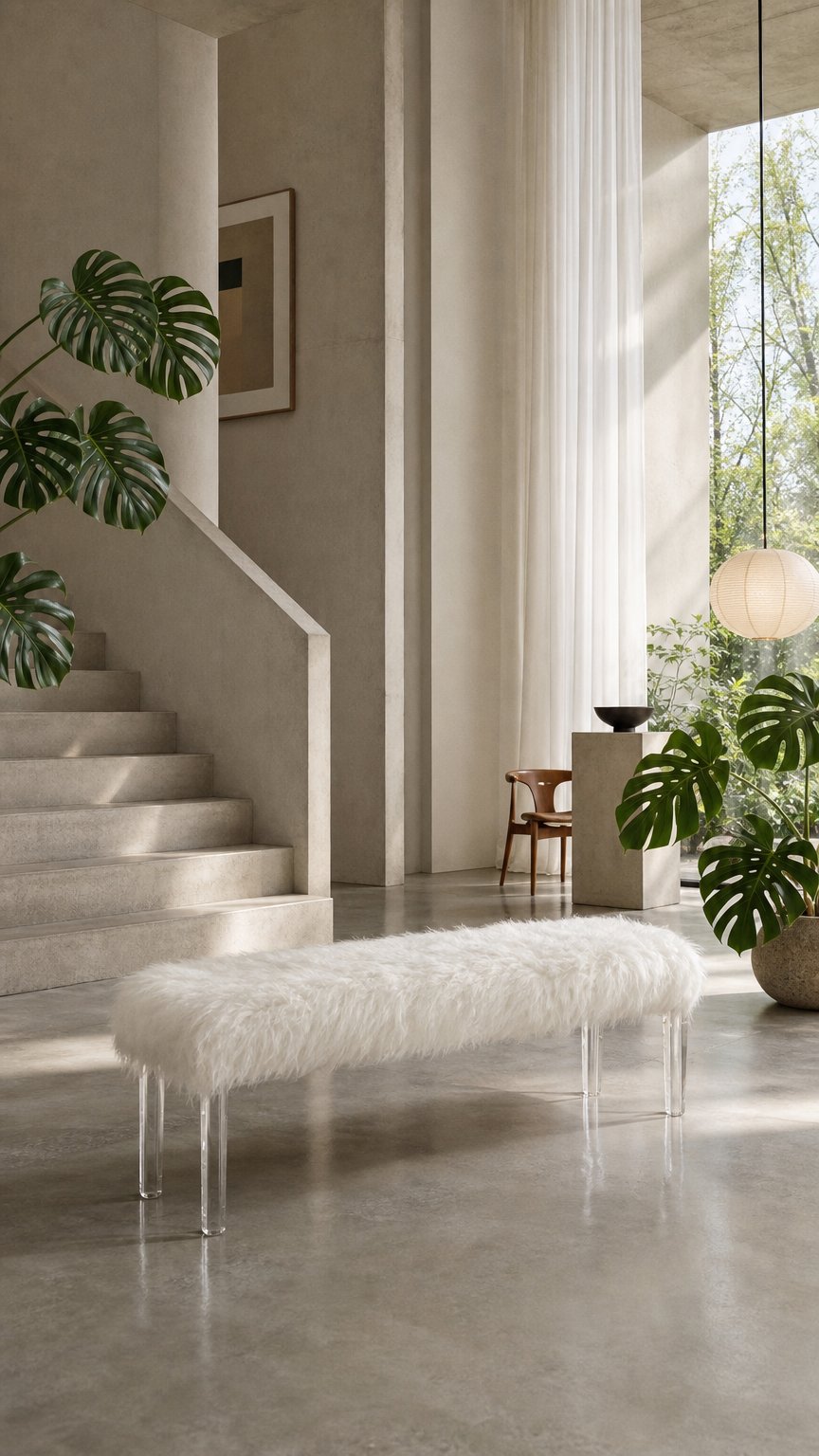 AI product shot of New Classic Marilyn Faux Fur Bench