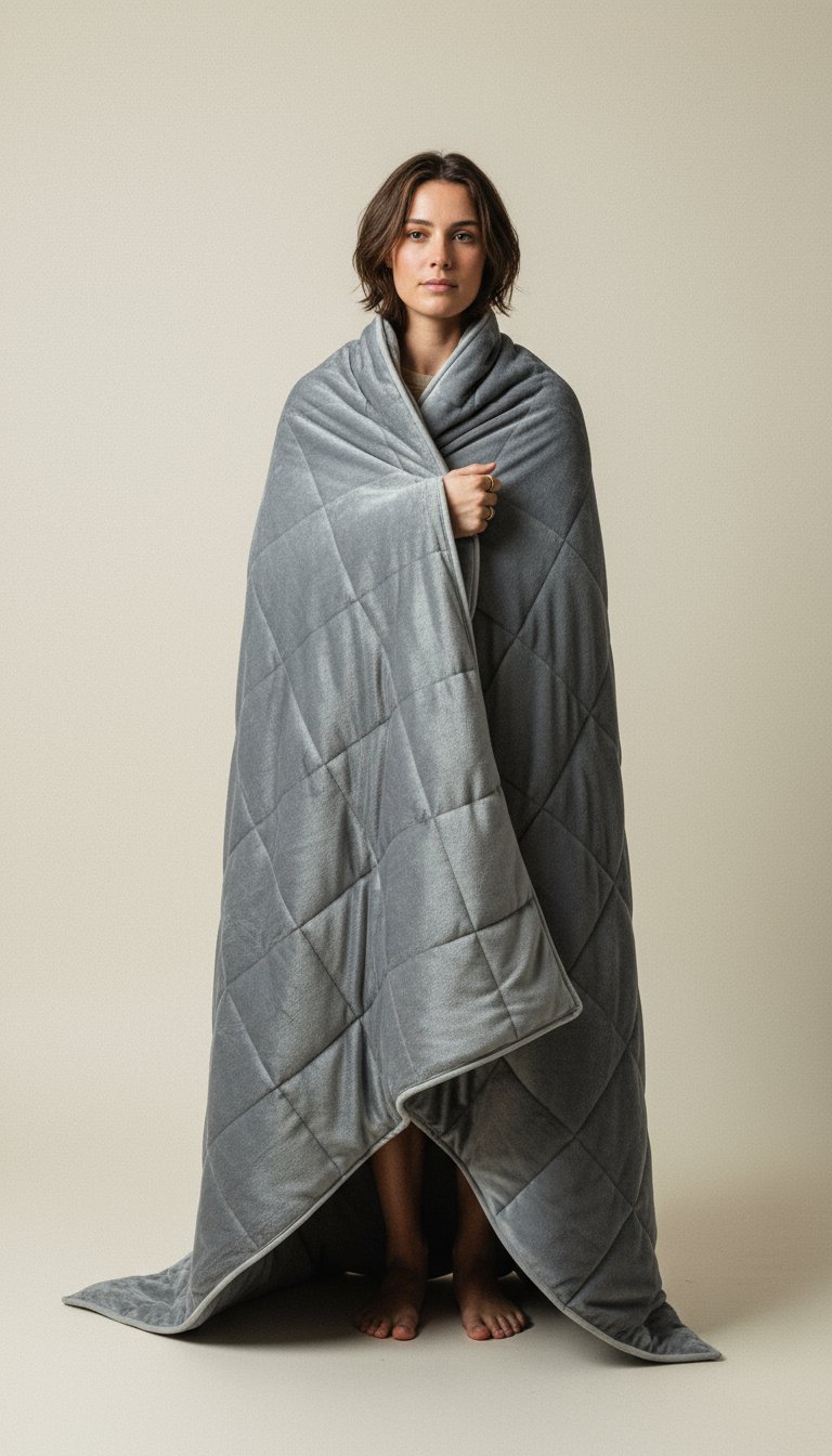 AI product shot of Thera Weighted Blanket - Soothing Grey