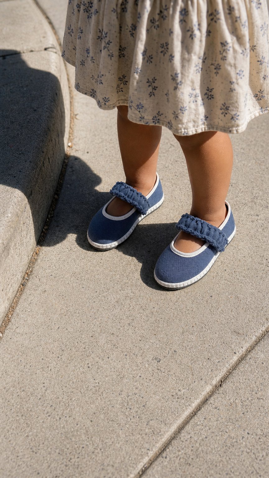 AI product shot of LaVì Baby LEONITA CANVA BLU/BIANCA