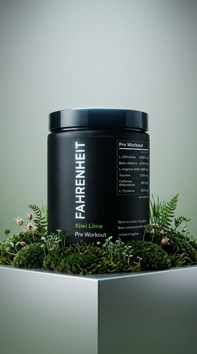 AI product shot of Pre Workout - Kiwi Lime