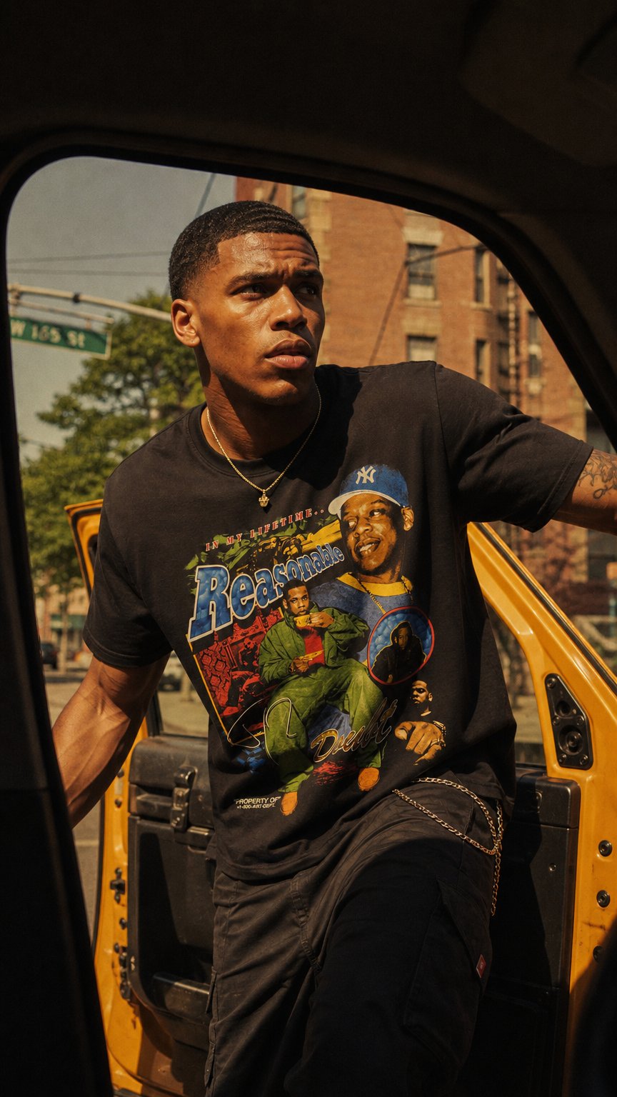 AI product shot of The '96 Archive: Reasonable Doubt 30th Anniversary Bootleg Roc-A-Fella Jay-Z Tribute Tee
