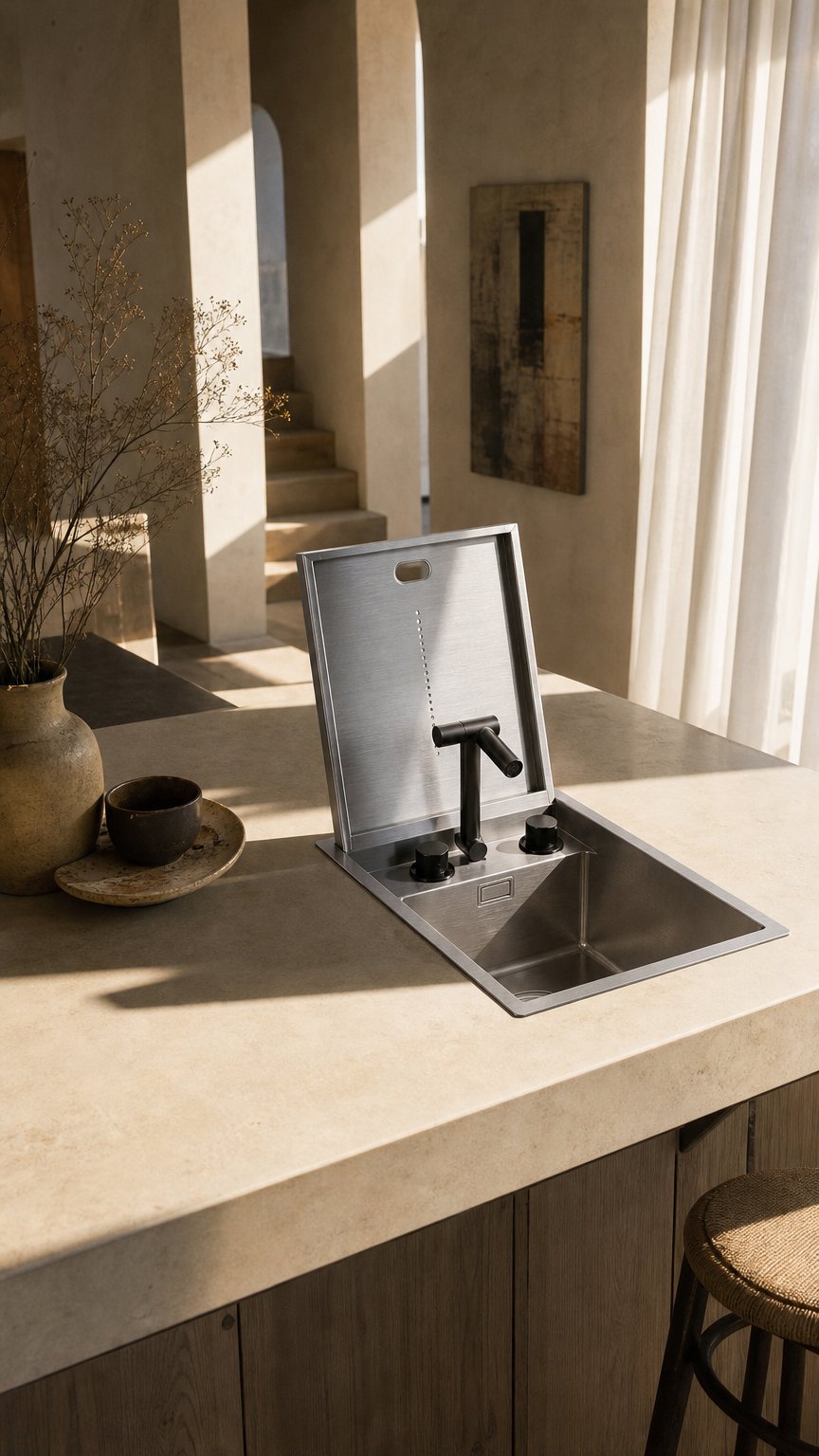AI product shot of Cover Plate Sink with Folding Faucet