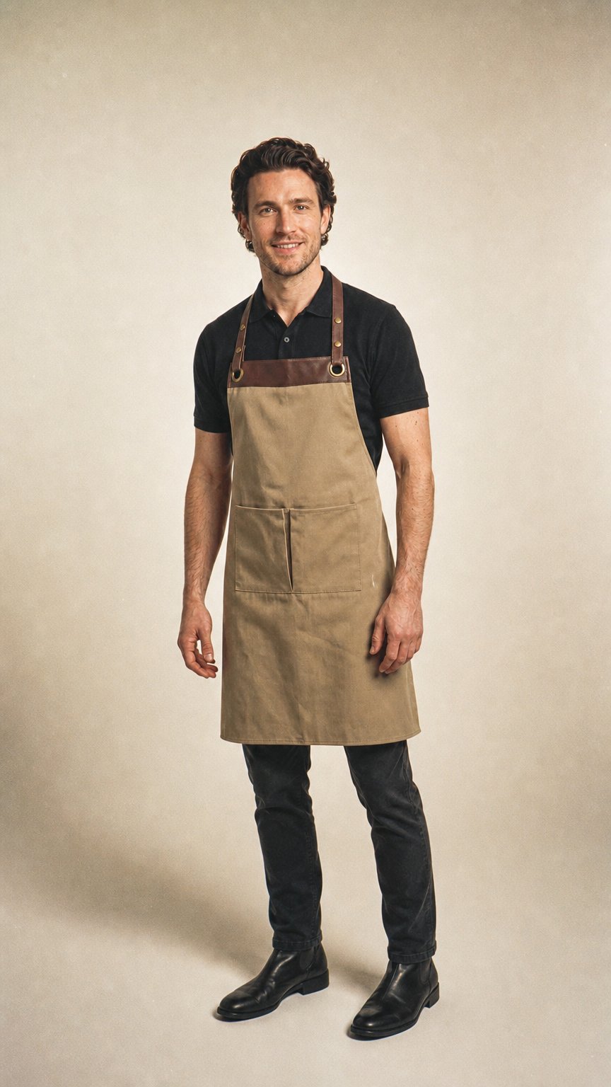 AI product shot of Espresso Bib Apron