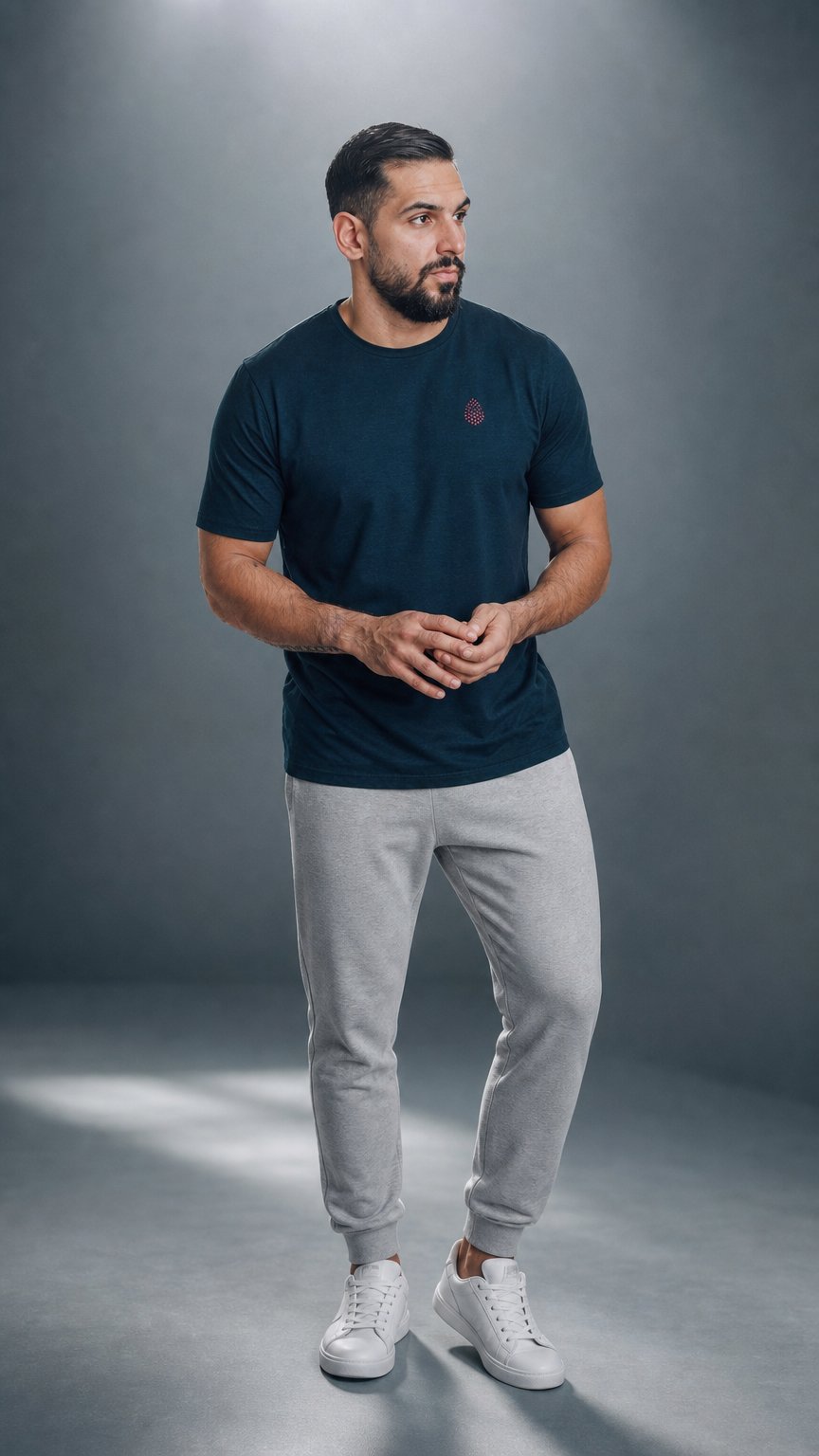AI product shot of Performance Tee Navy - Red Logo