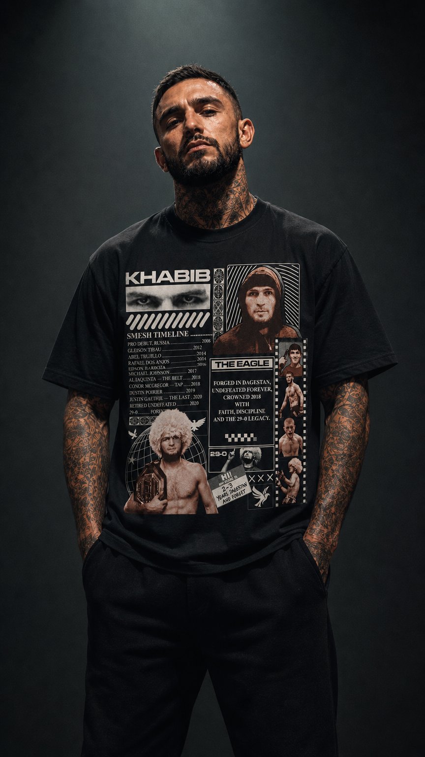 AI product shot of Khabib Tee - Dagestan Drop 1