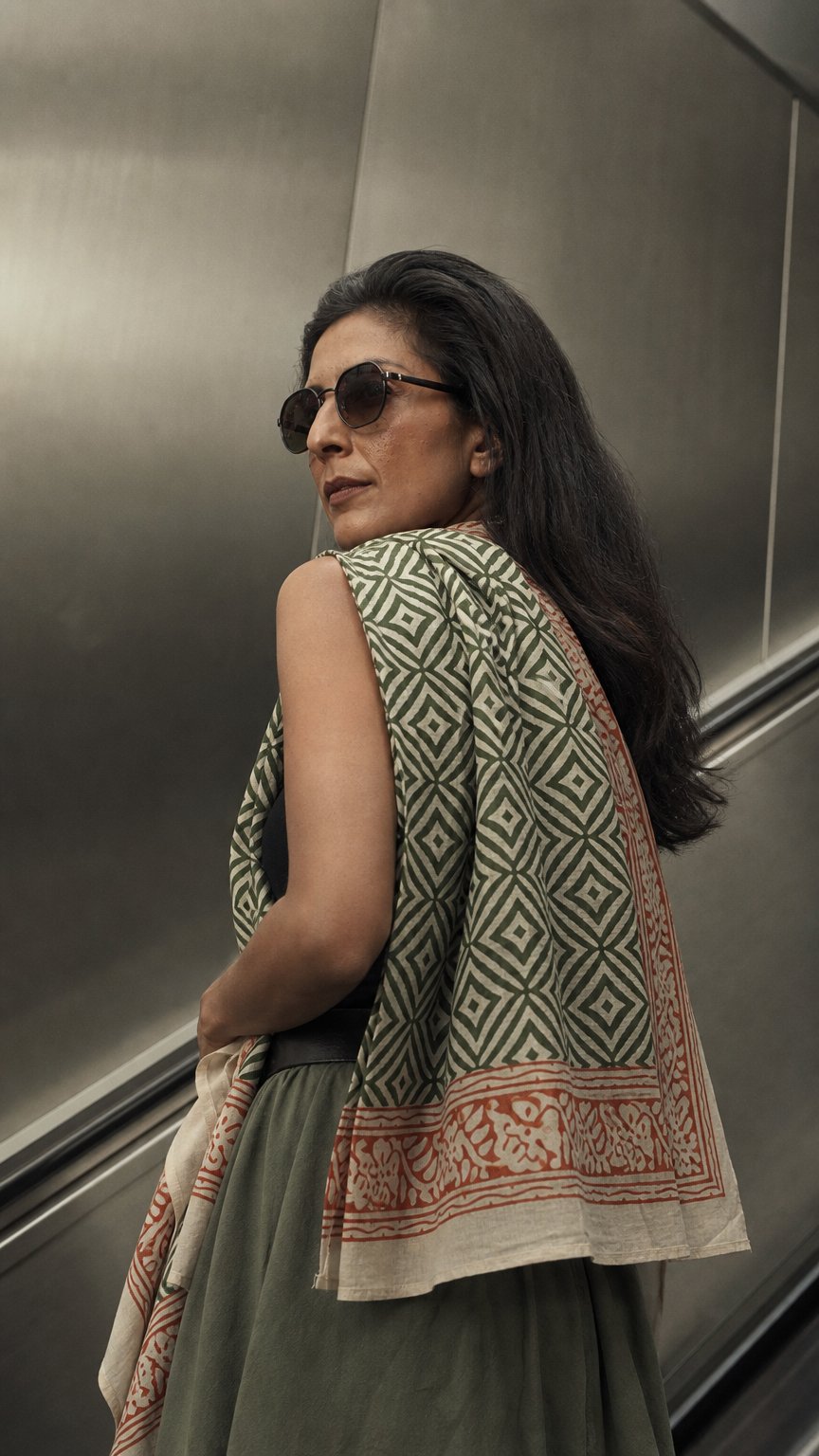 AI product shot of Indian Cotton Scarf XIV