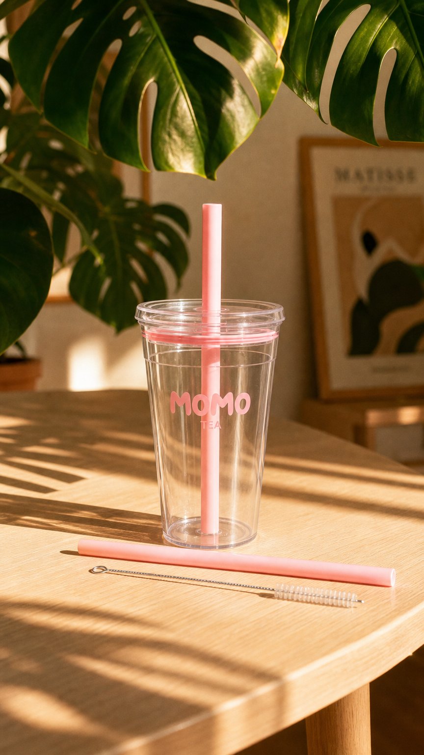 AI product shot of Clear Cup for Boba & Coffee