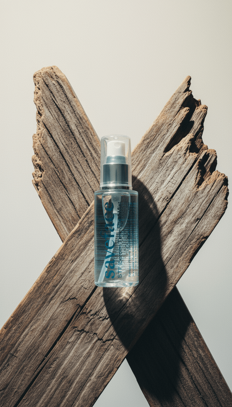 AI product shot of STF Mist (Screen Time Filter) - A blue light blocking, anti-aging face mist