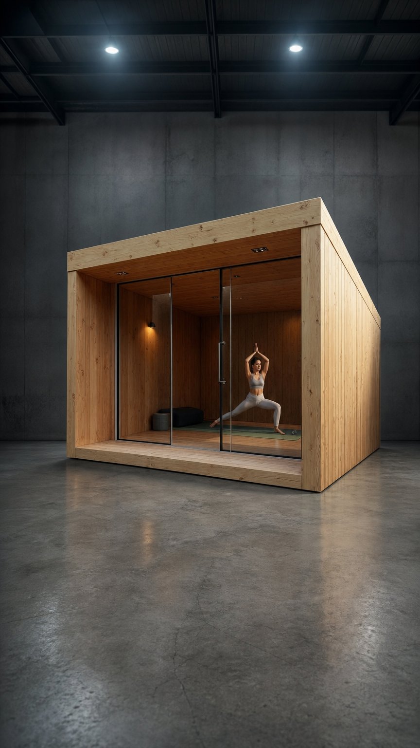 AI product shot of Outdoor Office / Guest Room / Playroom / Yoga Studio