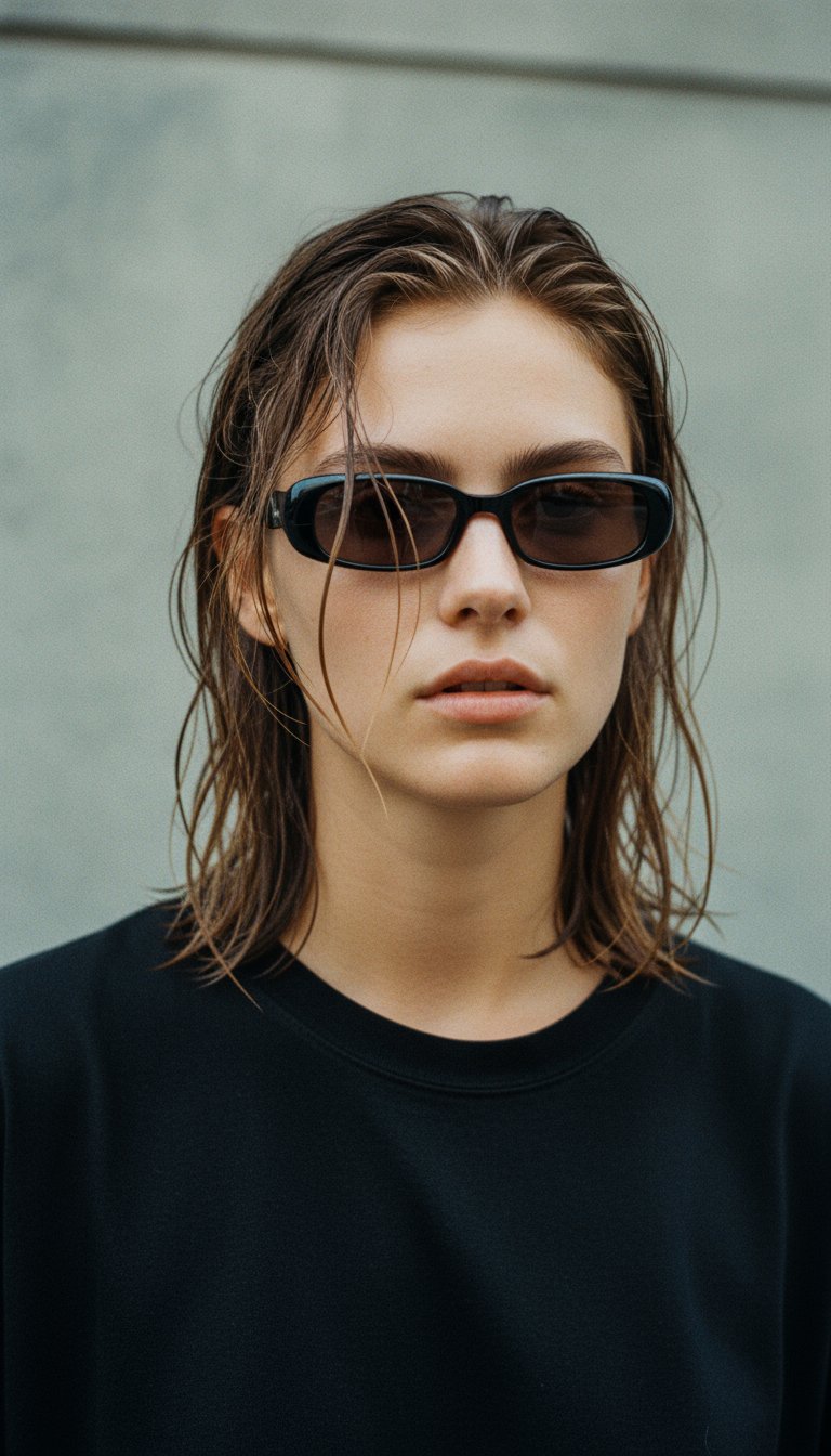 AI product shot of milk* eyewear Zed Sunglasses - Black Mazzucchelli Acetate, Brown Polarised Lens.