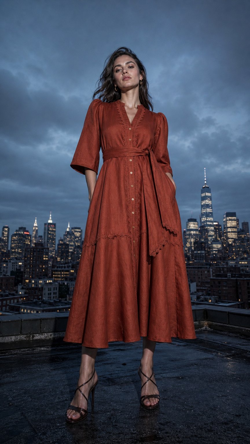 AI product shot of TULIP DRESS SIENNA