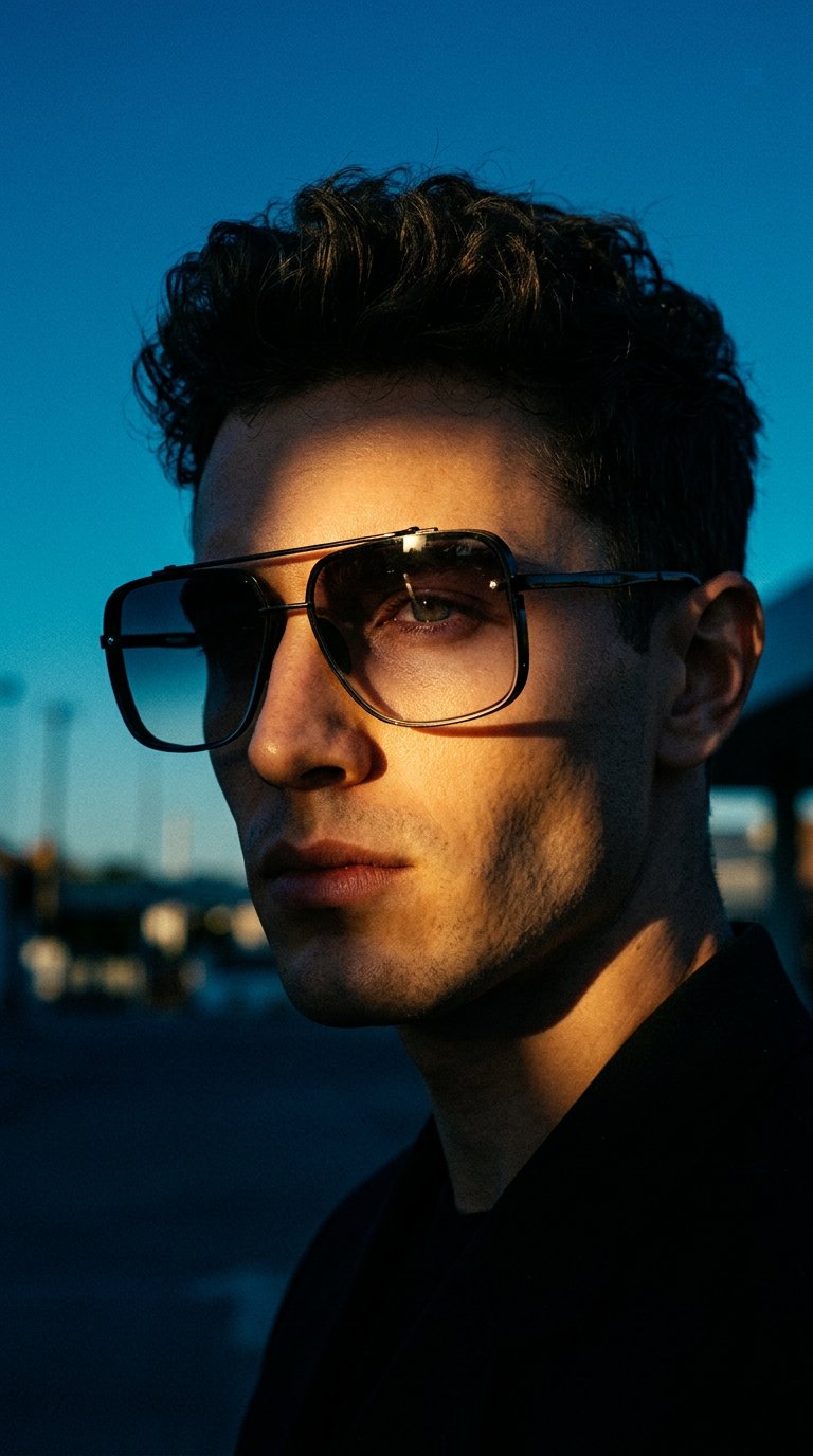 AI product shot of Bella Midnight - Tangle Free Aviator Sunglasses