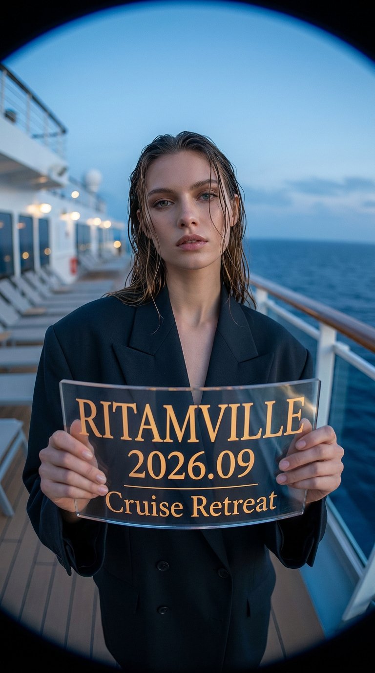 AI product shot of 리탐빌 2026 웰니스 크루즈 리트릿 (RITAMVILLE 2026.09 Cruise Retreat)
