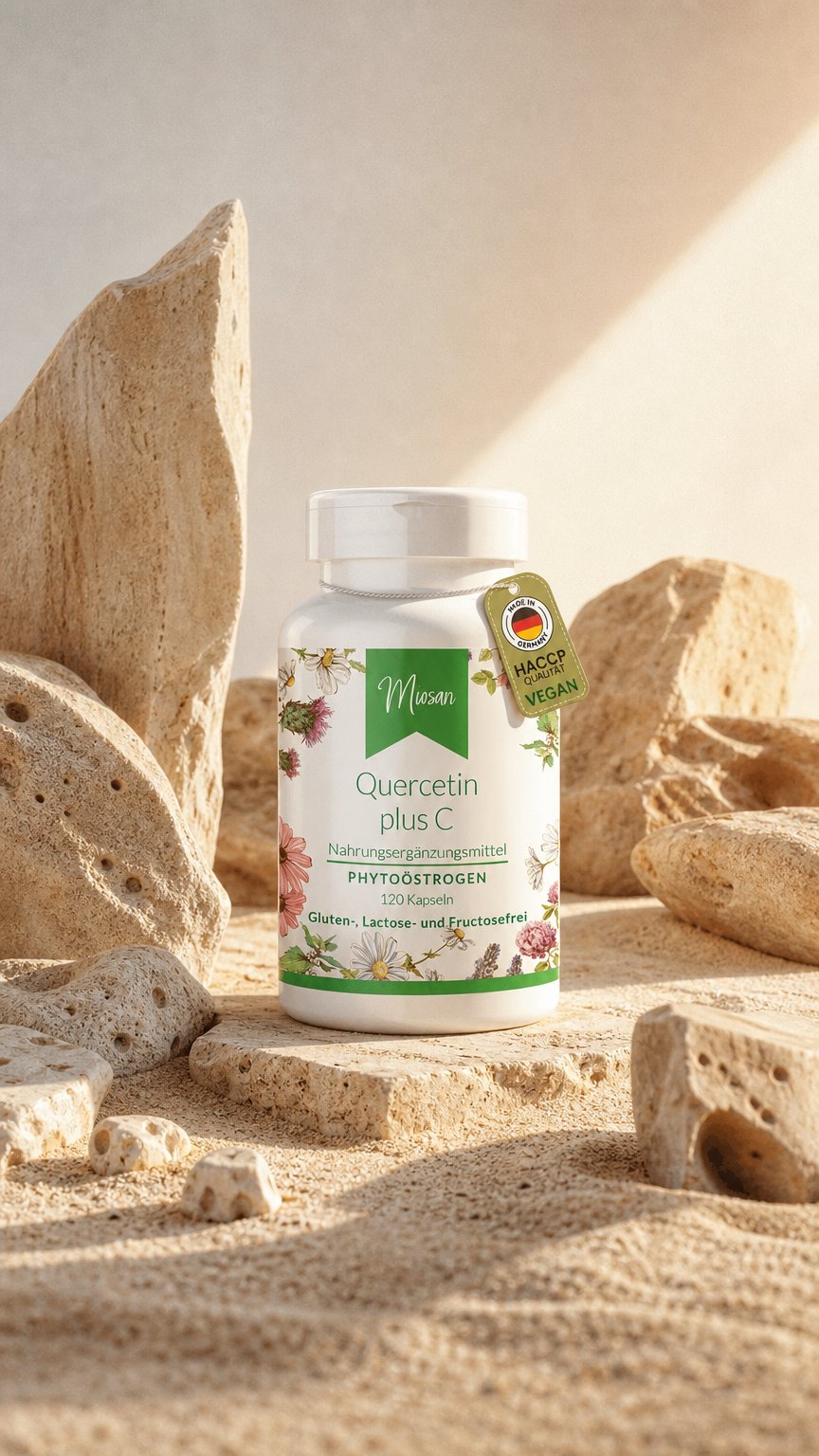 AI product shot of Quercetin plus Vitamin C | Miosan