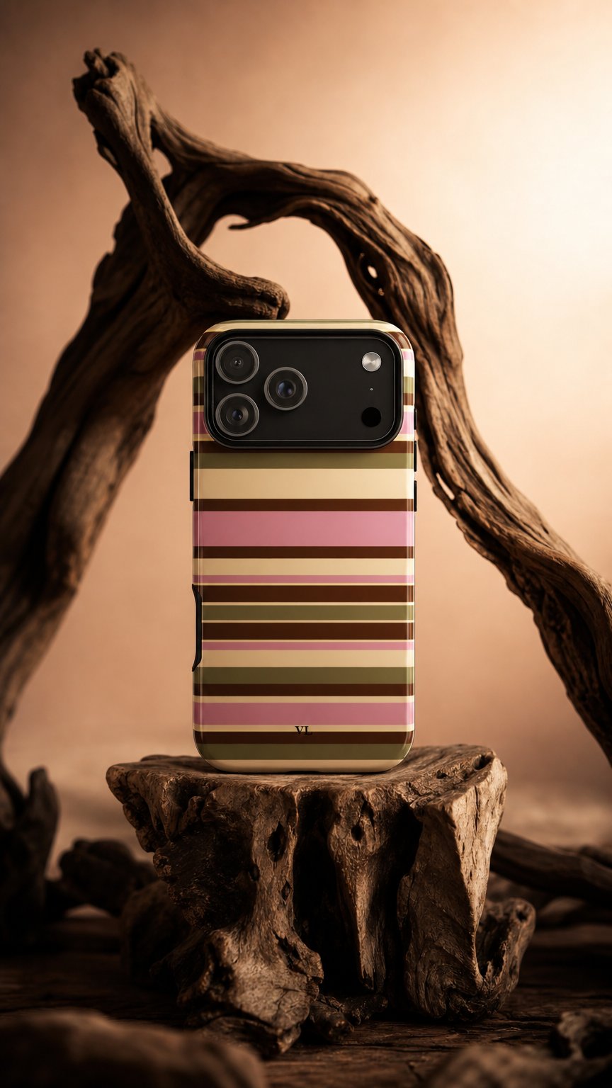 AI product shot of Olive Stipe MagSafe Case