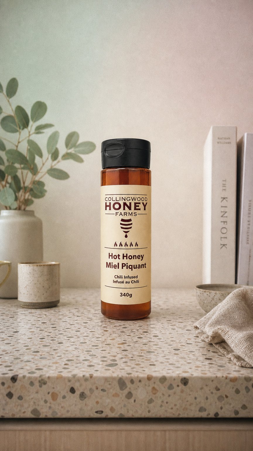 AI product shot of 340g Chili Infused Hot Honey