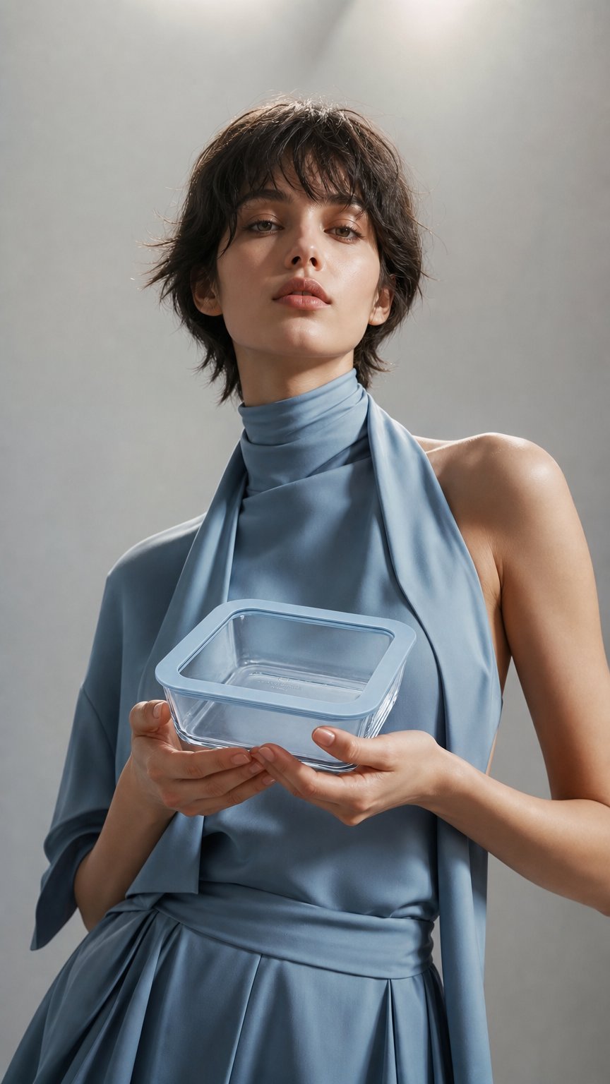 AI product shot of Square Glass Food Storage Container