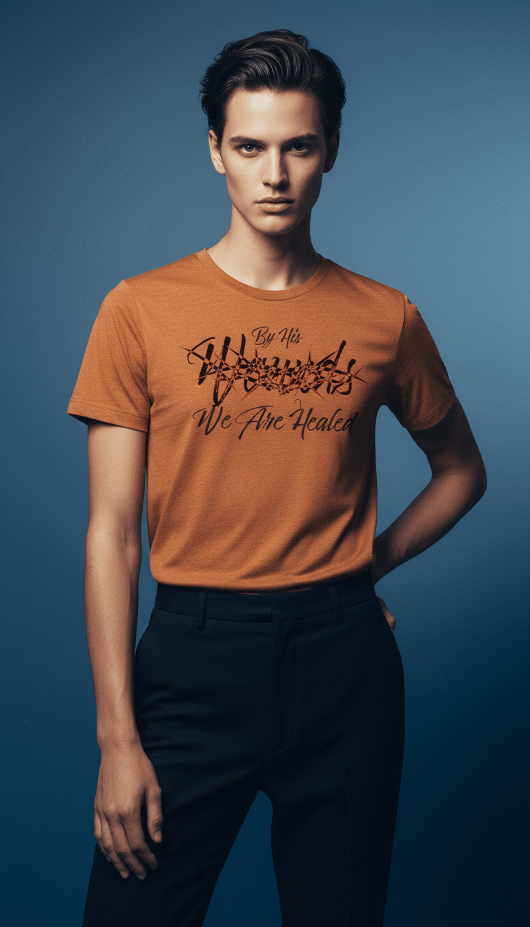 AI product shot of By His Wounds Unisex