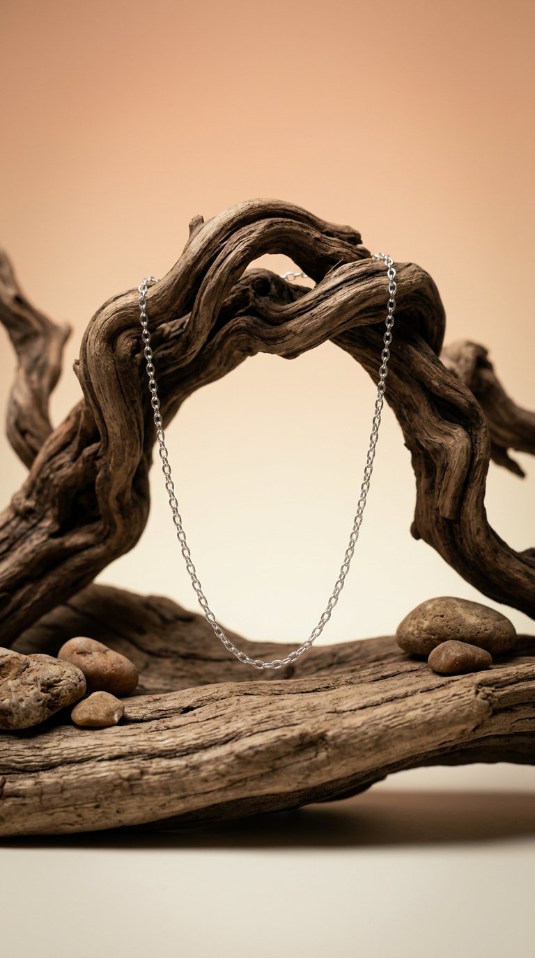 AI product shot of Sterling Silver Oval Belcher BO1 Chain