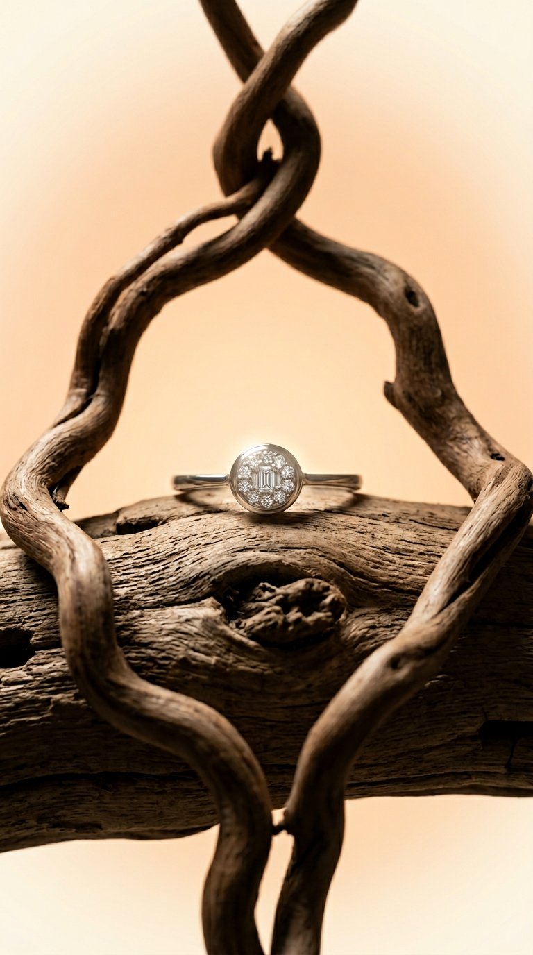 AI product shot of OneSixEight Round Shape Diamond Ring 18K White Gold