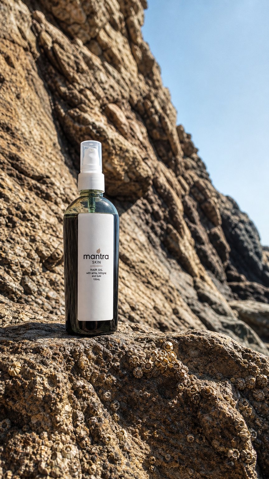 AI product shot of Mantra Skin Hair Oil