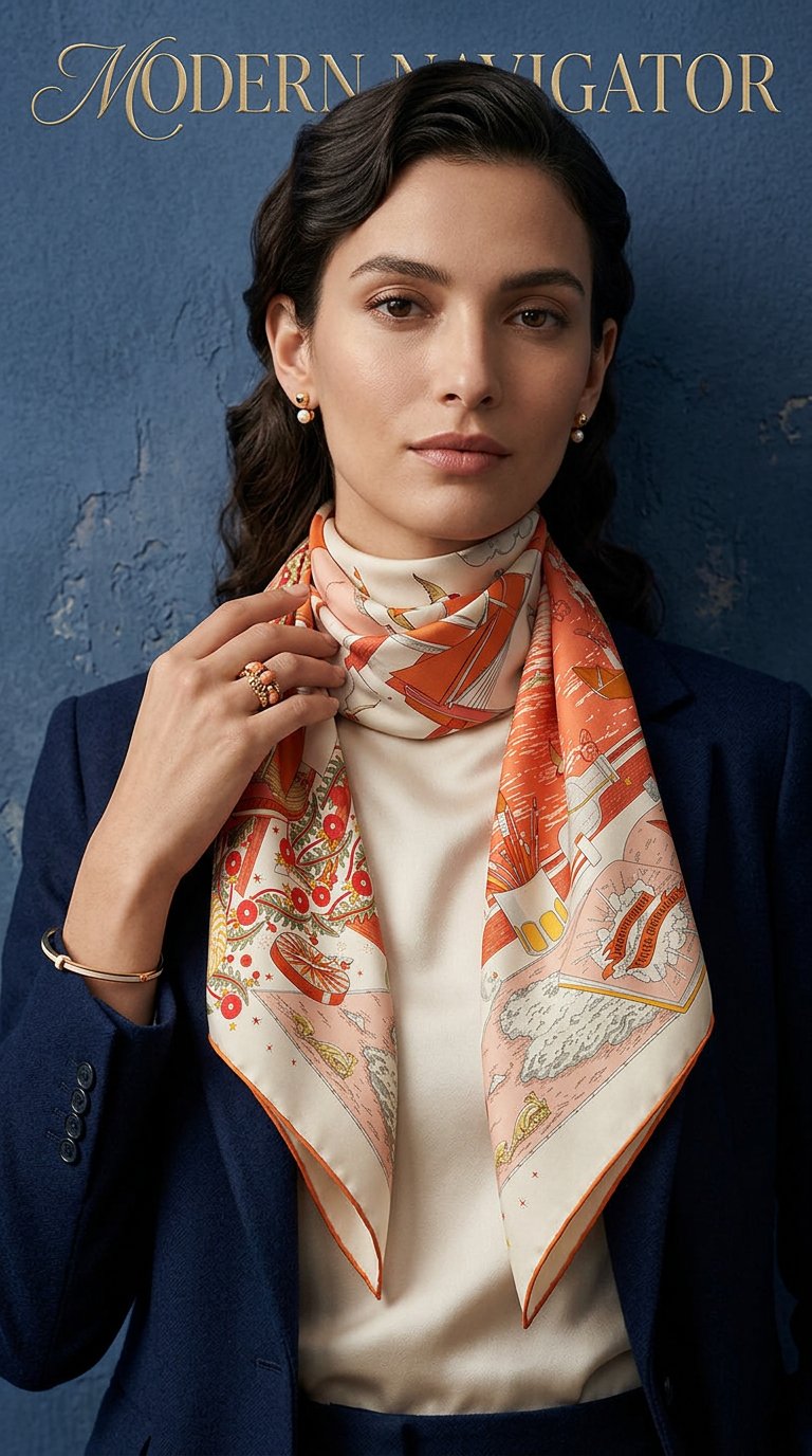 AI product shot of Silk scarves and accessories
