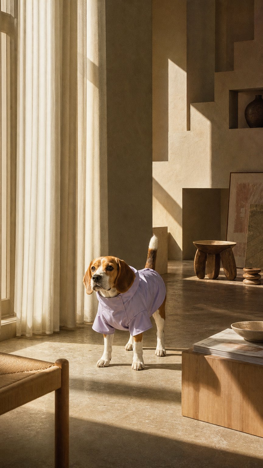 AI product shot of Beagle Raincoat