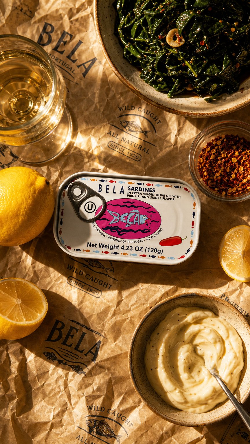 AI product shot of Sardines in Extra Virgin Olive Oil with Piri Piri and Smoke Flavor - 3 Pack