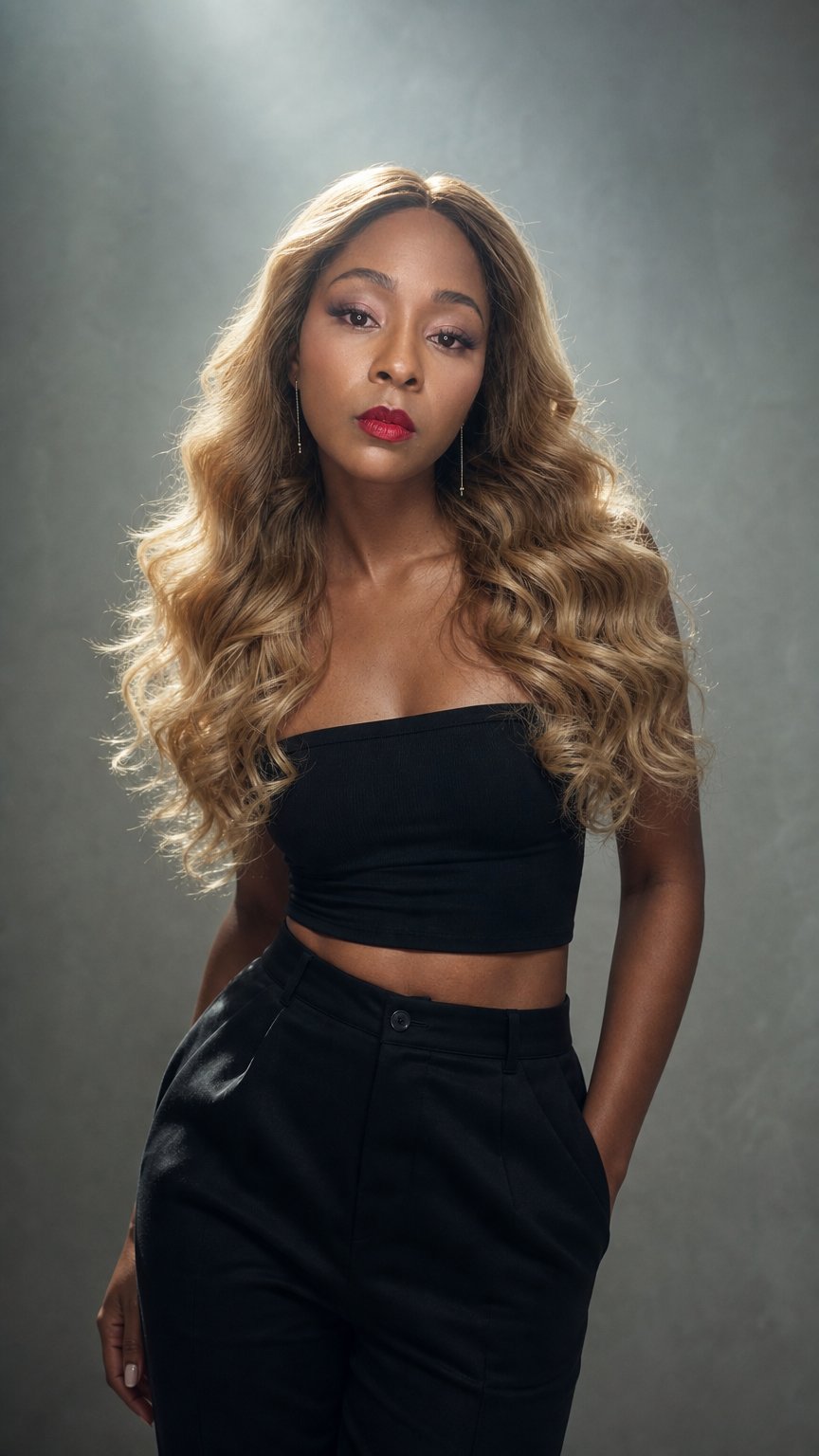 AI product shot of Noa | Honey Quartz Bronde Virgin Hair 13x6 Lace Frontal Wig 16"