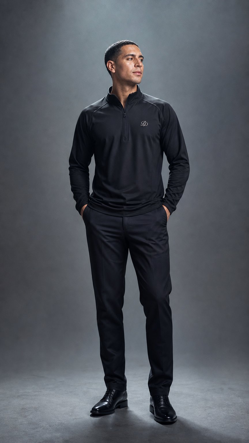 AI product shot of Embroidered Men's Sport Stretch Quarter Zip Pullover Performance Top
