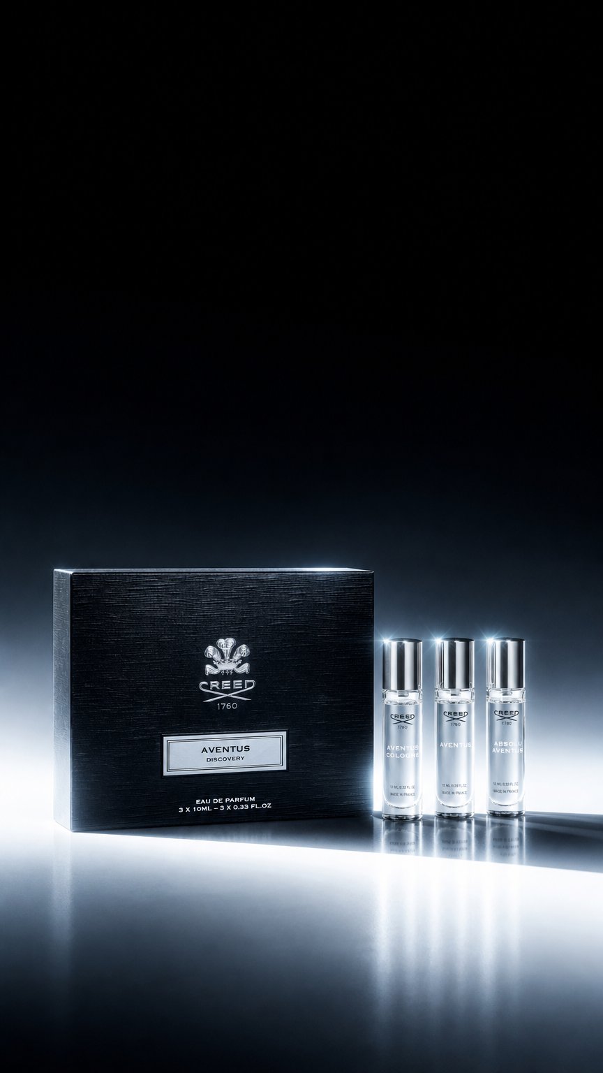 AI product shot of Aventus Discovery Set Eau de Parfum 3x10ml