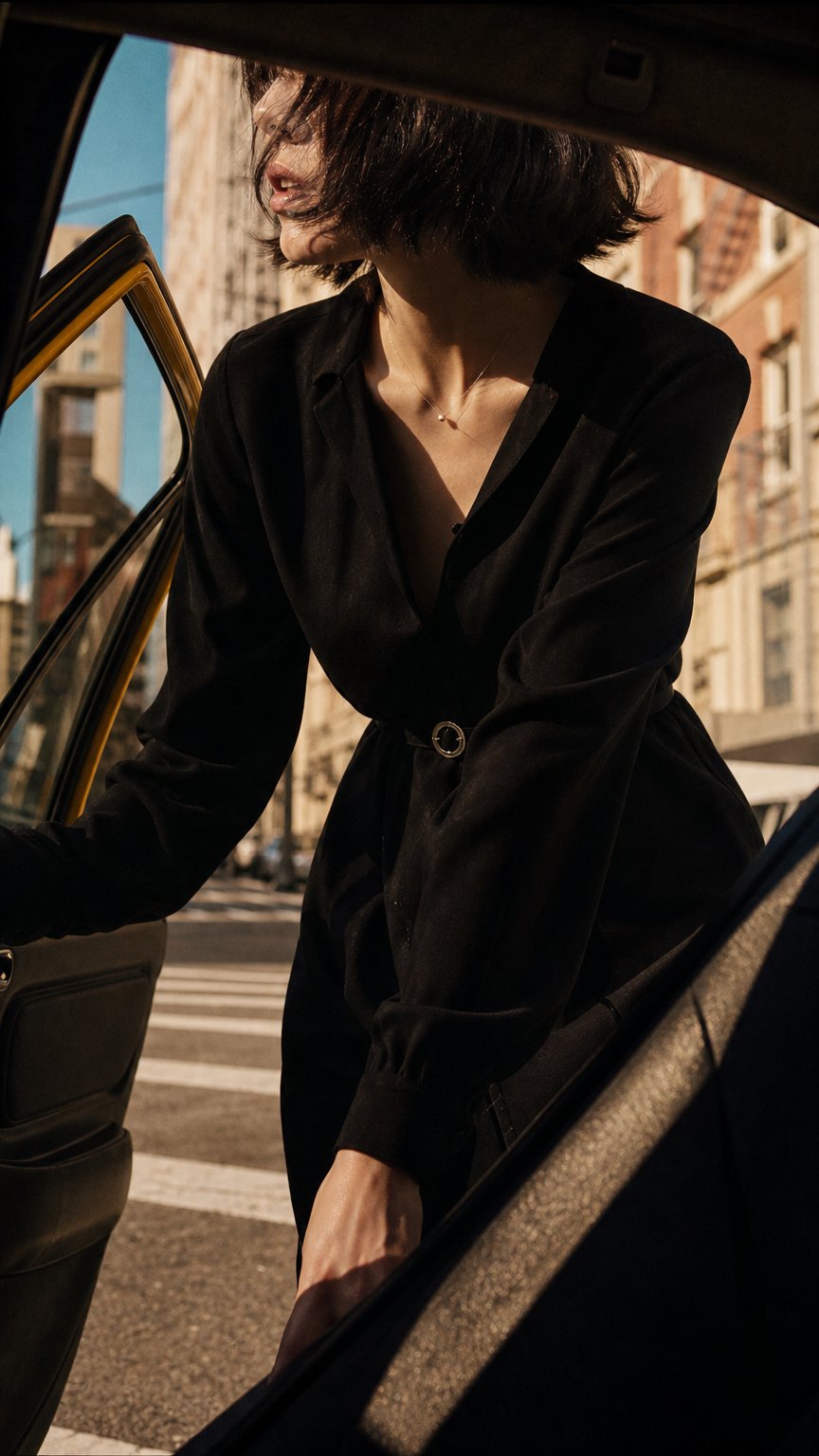 AI product shot of Noir Column Jacket