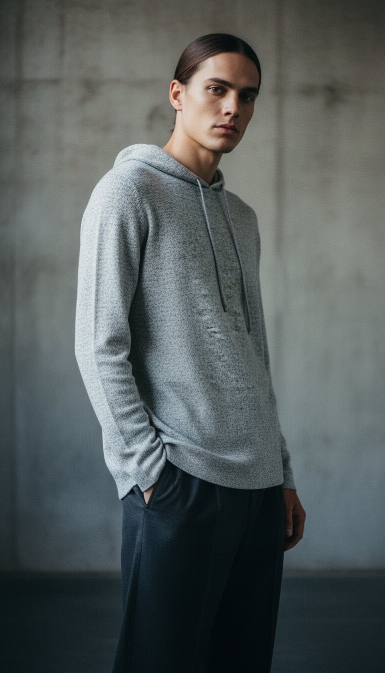 AI product shot of Grey Marl Soft Touch Hoodie