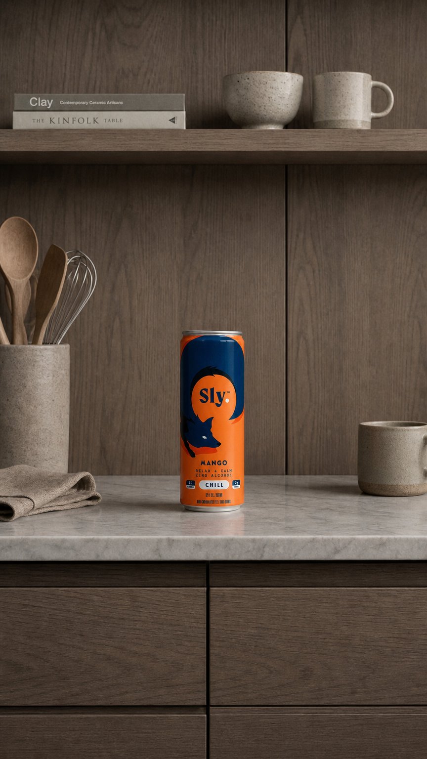 AI product shot of Sly™ CHILL Variety Pk Mango & Citrus (8 Pk) 12 oz Relax +Calm Drinks