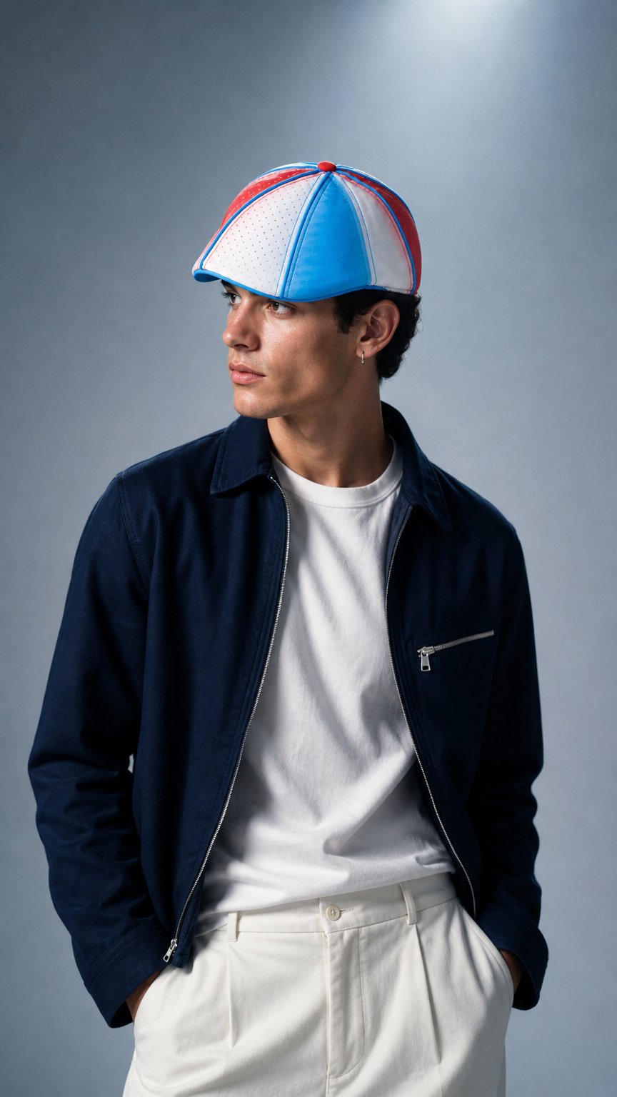 AI product shot of Slush Puppie Boston Scally Cap - Red and Blue Swirl