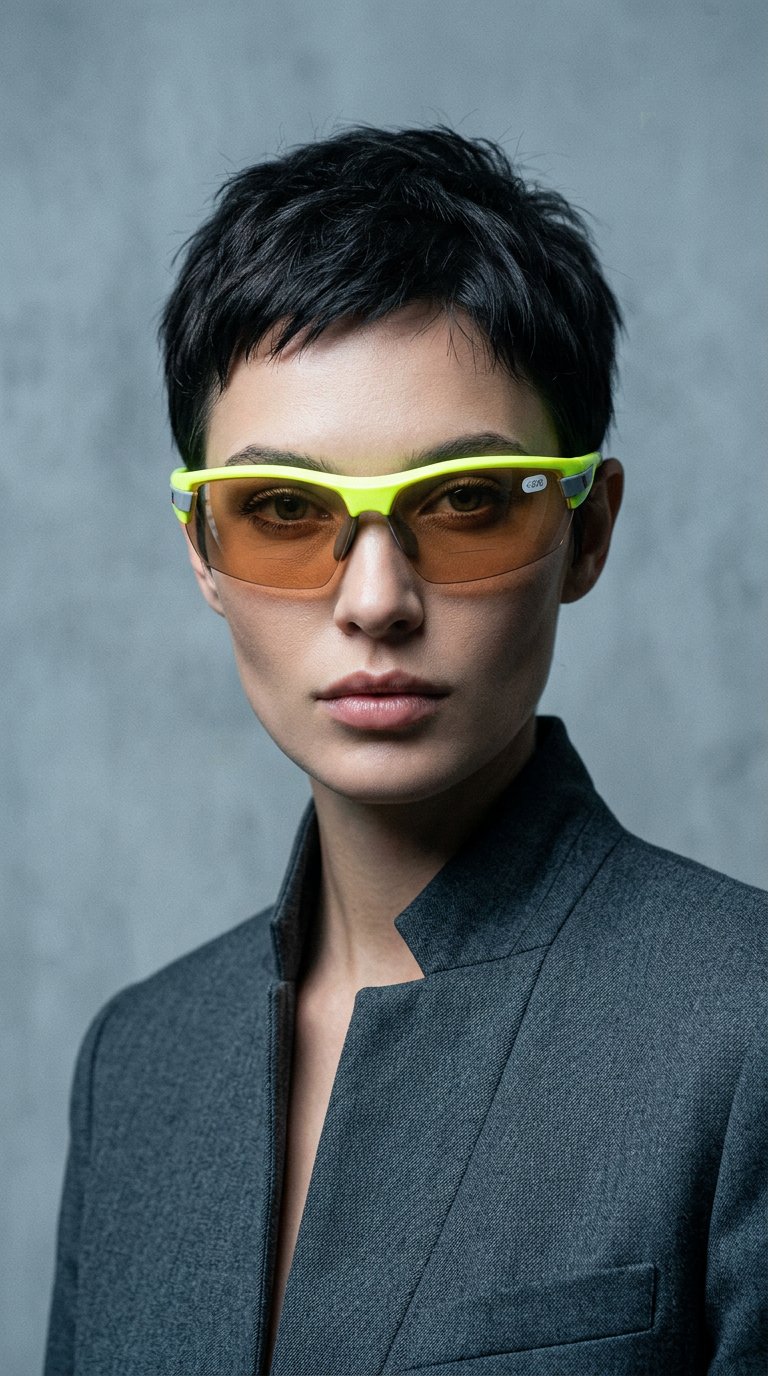 AI product shot of PHO Fluro Yellow Frame - High Definition Photochromic Bi Focal Lens