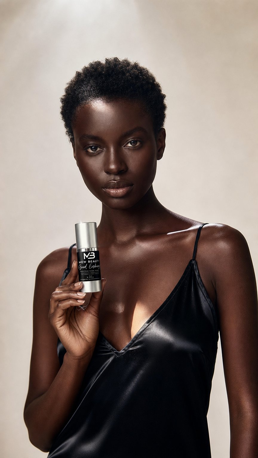 AI product shot of MEW Beauty Good Evening Anti-Aging Face Serum
