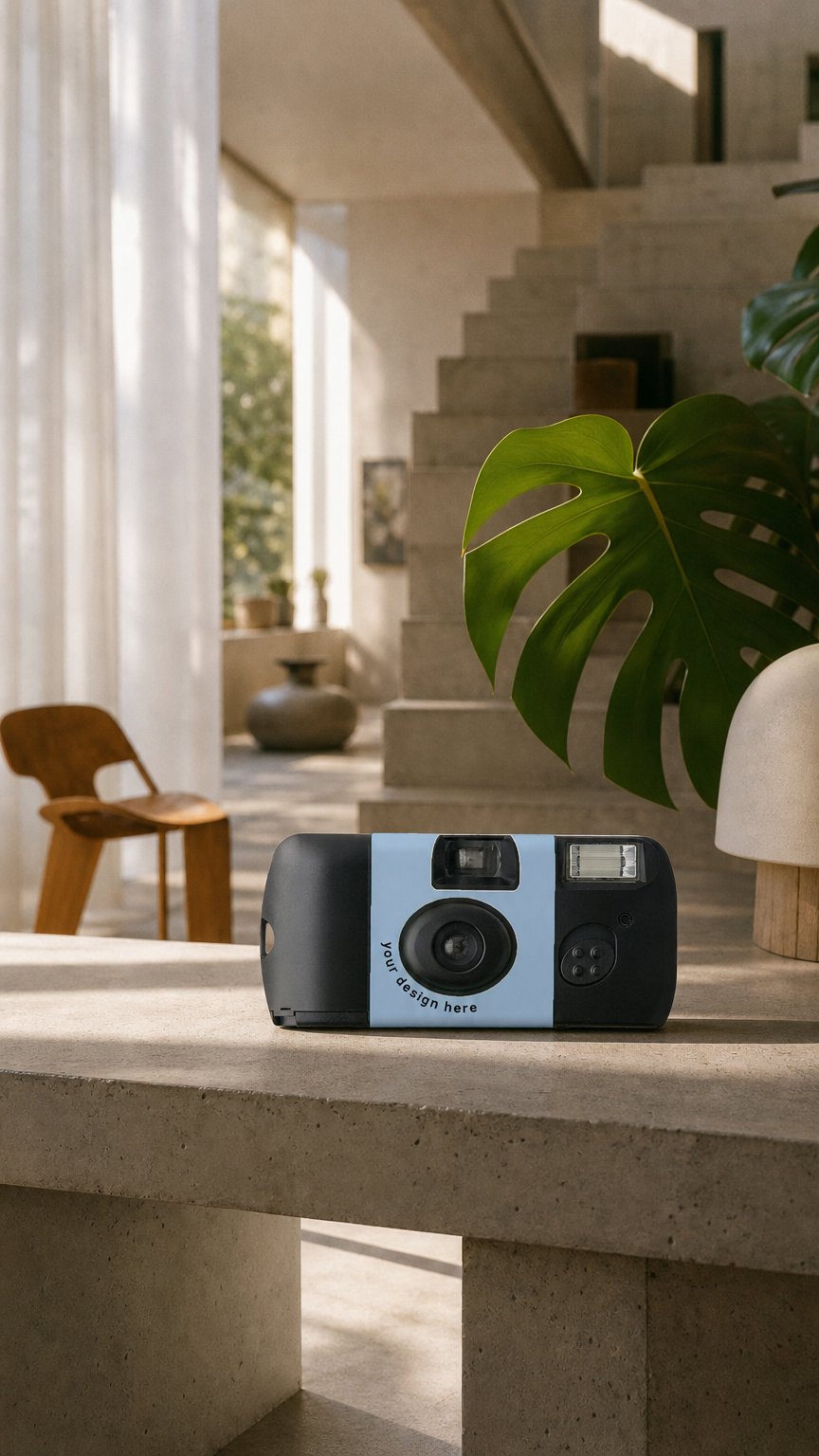 AI product shot of Camera Label – Fujifilm Quicksnap