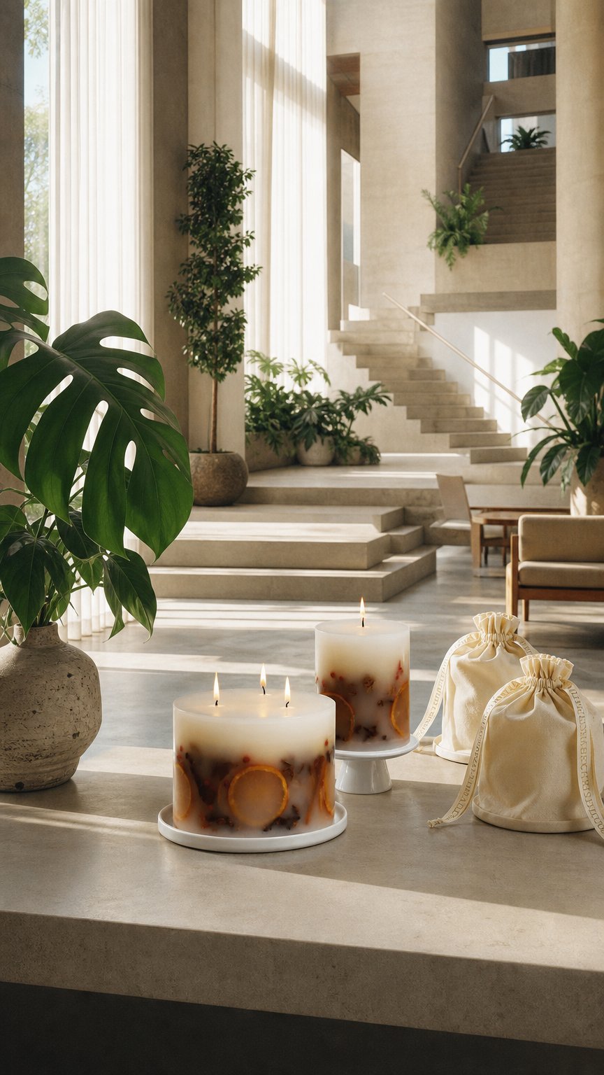 AI product shot of OUTLET Winter Botanical Christmas Candle