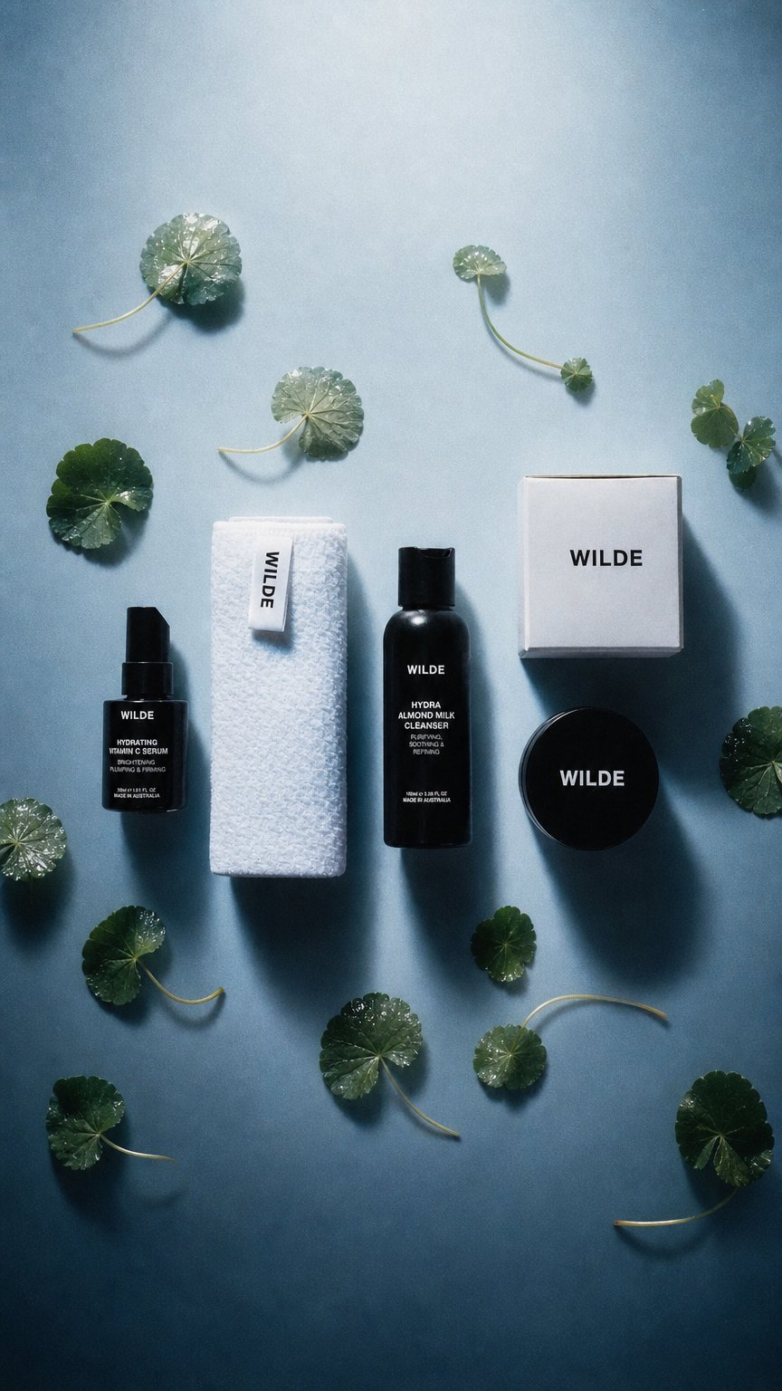 AI product shot of Cleanse, Serum + Hydrating Barrier