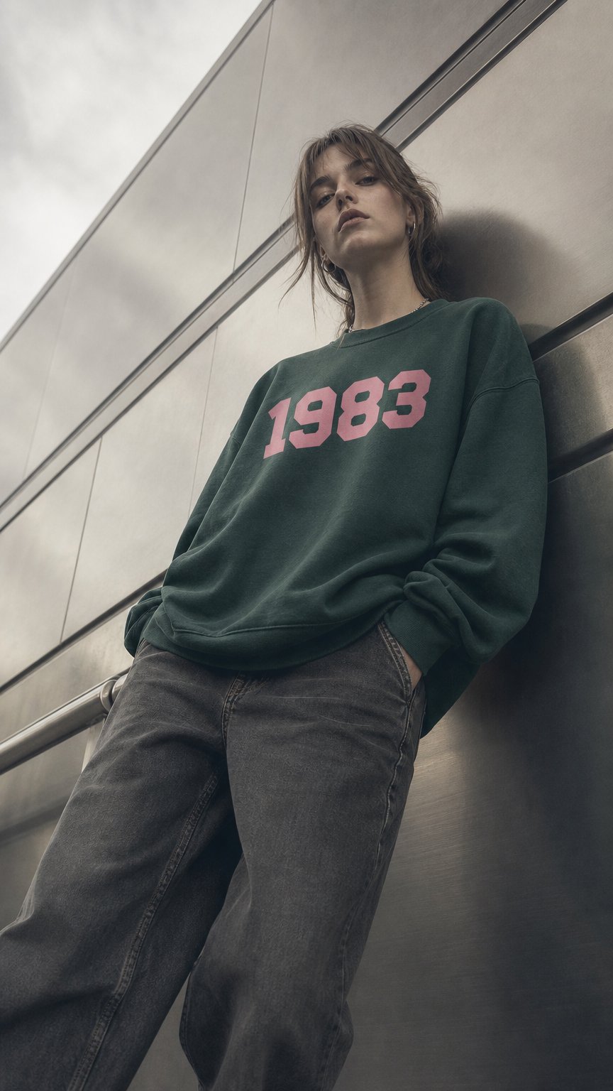 AI product shot of PERSONALISED YEAR VARSITY SWEATSHIRT