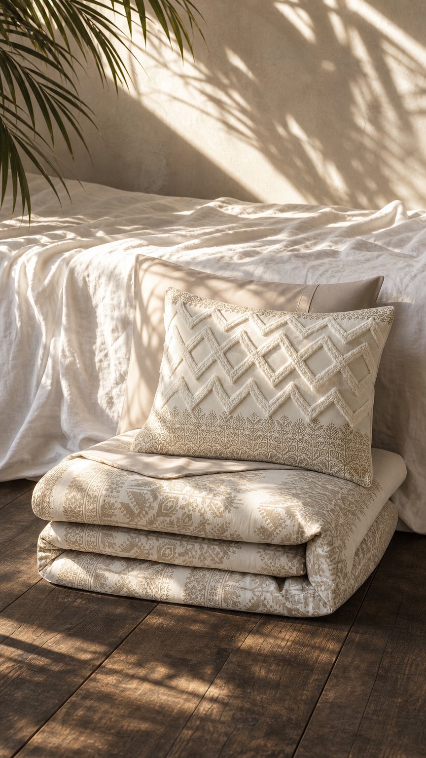 AI product shot of Mila 3-Piece Cotton Duvet Cover Set with Chenille Tufting