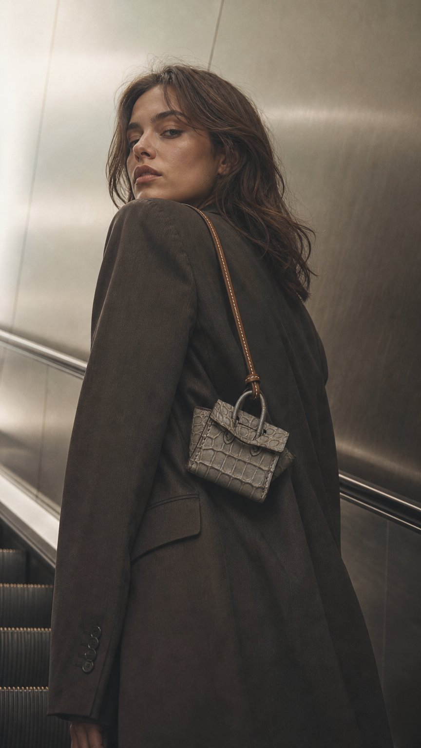 AI product shot of Micro Dream Bag in Taupe Alligator