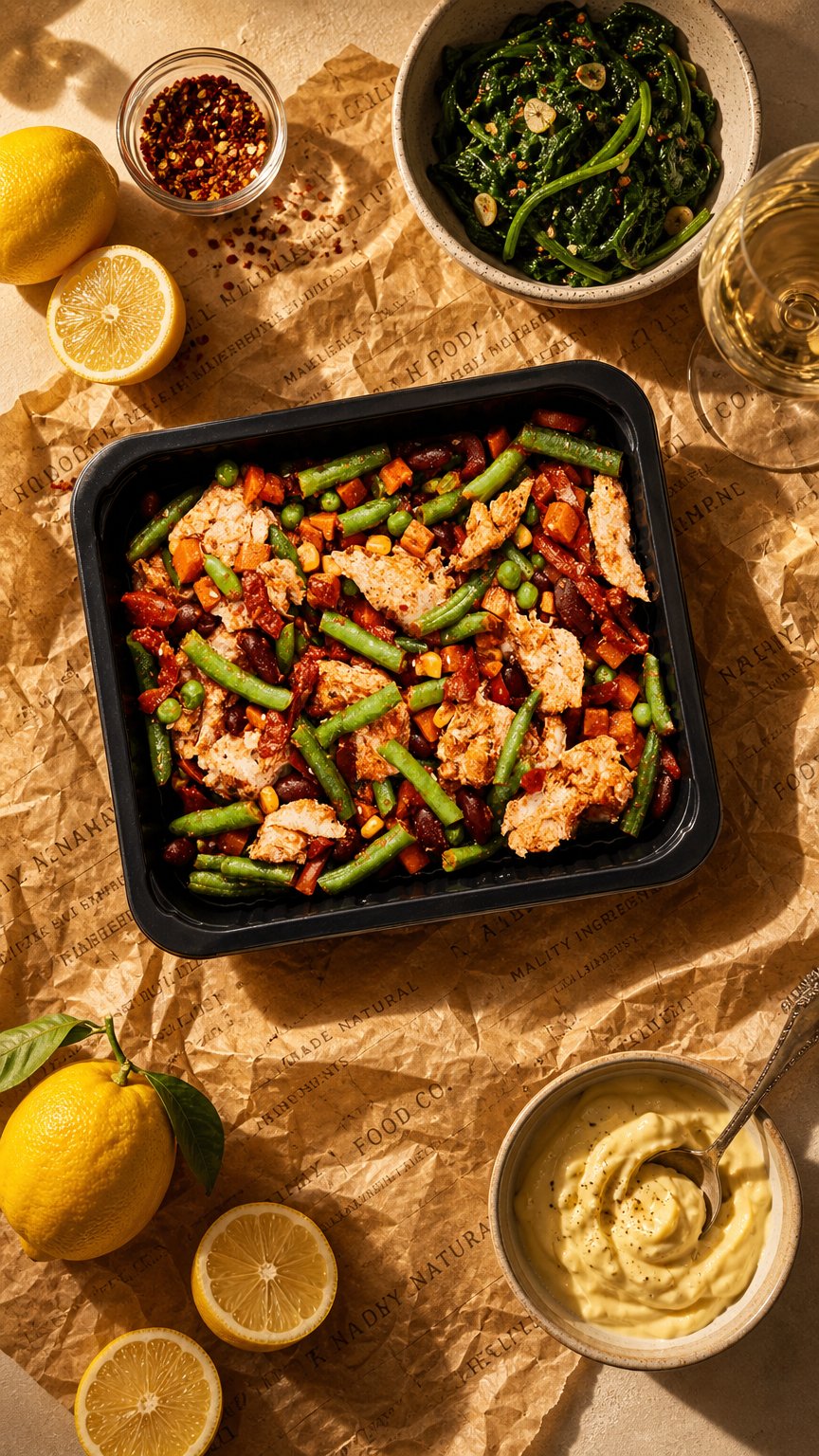 AI product shot of Chili Chicken Mexican Vegetable Mix
