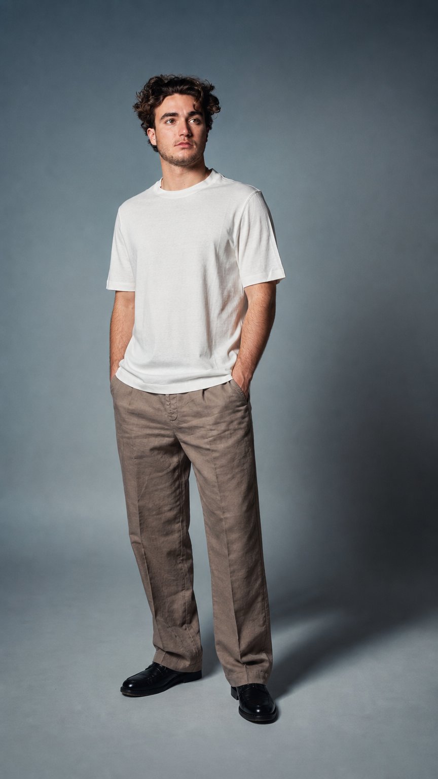 AI product shot of Linen and Cotton T-shirt