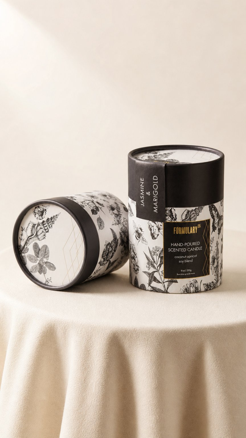AI product shot of Jasmine & Marigold - Glow Candle