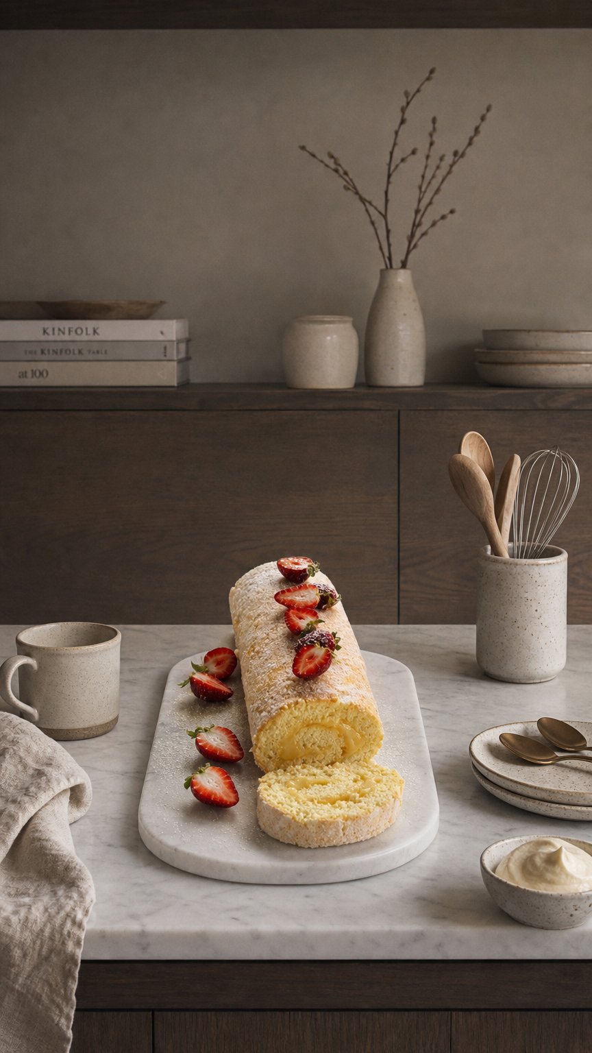AI product shot of Lemon Swiss Roll