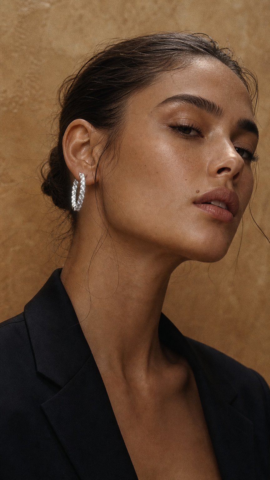 AI product shot of Round Lab Diamond Inside-Out Hoops in 14K White Gold