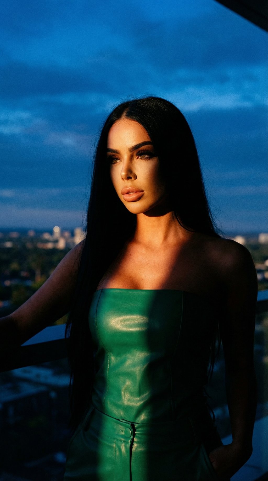 AI product shot of Char Vegan Leather Top - Emerald (SALE)